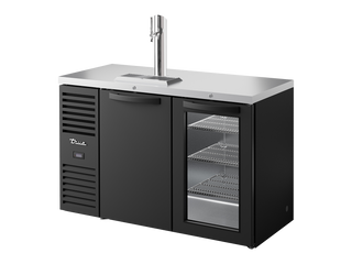TRUE Reach-In Single Zone 2 Solid/Glass Swing Door Undercounter Refrigerator with Countertop 1300mm Width - Black - TDR52-RISZ1-L-B-SG-2