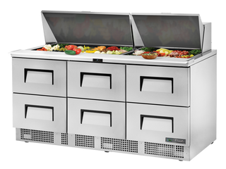 TRUE 6 Drawer Food Prep Fridge 1830mm Width - TFP-72-30M-D-6-HC