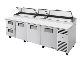 TRUE 3 Solid Door & 2 Drawer Pizza Prep Table with Angled Top - TPP-AT-119D-2-HC