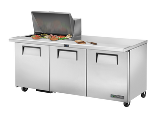 TRUE 3 Mega-Top Solid Door Sandwich/Salad Fridge 1830mm Width - TSSU-72-12M-B-HC
