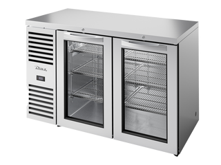 TRUE Reach-In Single Zone 2 Glass Swing Door Undercounter Refrigerator 1300mm Width - Stainless - TBR52-RISZ1-L-S-GG-2