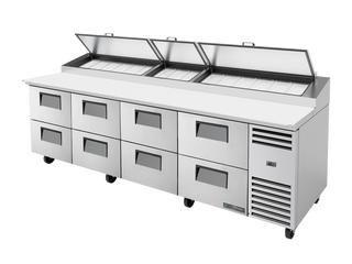 TRUE 8 Drawer Pizza Prep Table with Angled Top - TPP-AT-119D-8-HC