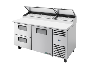 TRUE 1 Solid Door & 2 Drawer Pizza Prep Table with Angled Top 1700mm Width - TPP-AT-67D-2-HC