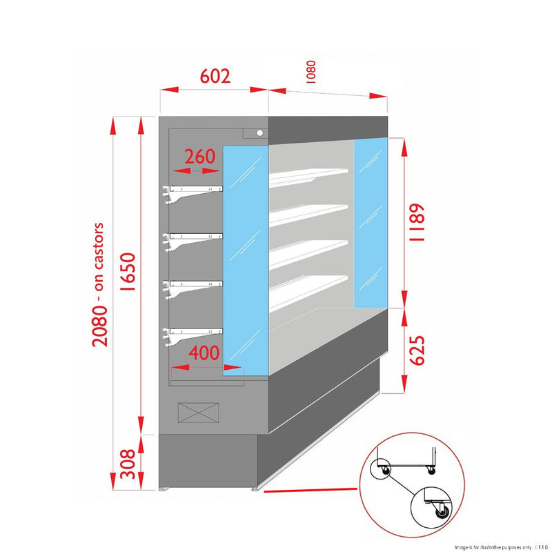 Open Chiller With 4 Shelves - ItaliaCool TDVC60-CA-100