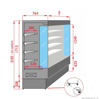 Open Chiller With 4 Shelves - ItaliaCool TDVC80-CA-150