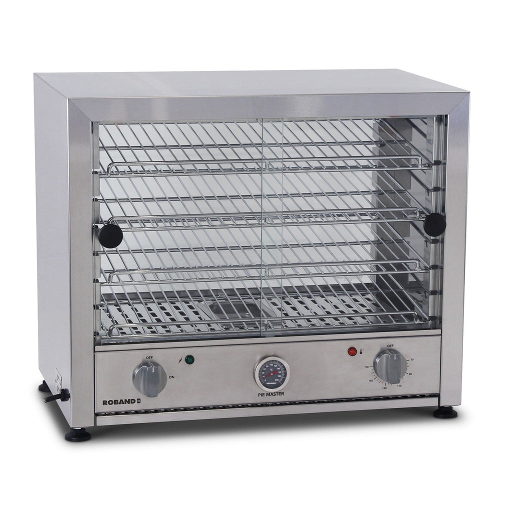 Pie and Food Warmer Hinged Glass Door with Internal Light - 50 Pies- Roband RB-PM50L