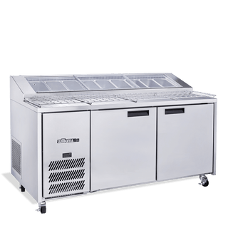 Williams Jade Pizza - Two Door Stainless Steel Pizza Prep Counter Refrigerator With Blown Air Well HJ2PCBASS