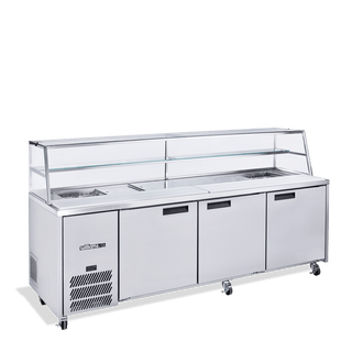 Williams Jade Sandwich - Three Door Stainless Steel Prep Counter Refrigerator With Blown Air Well HJ3SCBASS