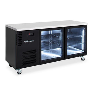 Williams Boronia 2 Glass Door Fridge - Black HB2UGBHC
