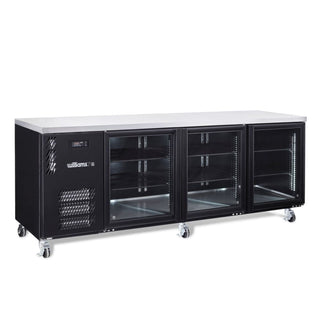 Williams Boronia 3 Glass Door Back Bar Fridge - Black HB3UGBHC