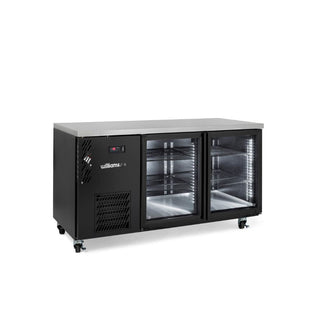 Williams Cameo Mini 2 Glass Door Back Bar Fridge - Black HCM2UGBHC