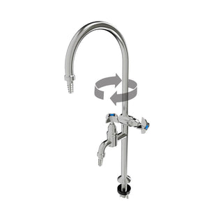 3Monkeez School Pattern Type 8 Laboratory Tap with Tube Nozzle on Main Swivel Spout - T-3MSS-LABSG08-TN
