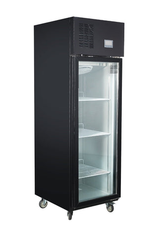 Thermaster 500L Full-Width Single Black Glass Door Upright Display Fridge - SFWCG500-1