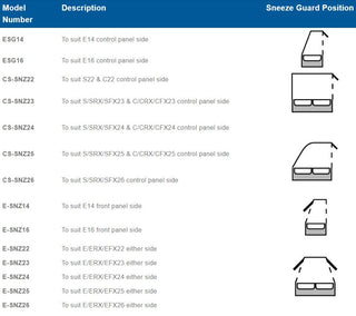 Sneeze Guard, suits E/ERX/EFX25 either side- Roband RB-E-SNZ25