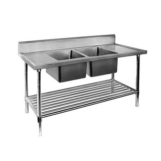 Modular Systems Double Sink Bench with Pot Undershelf - 1200-2400MM Width - Center/Left/Right Sink Position
