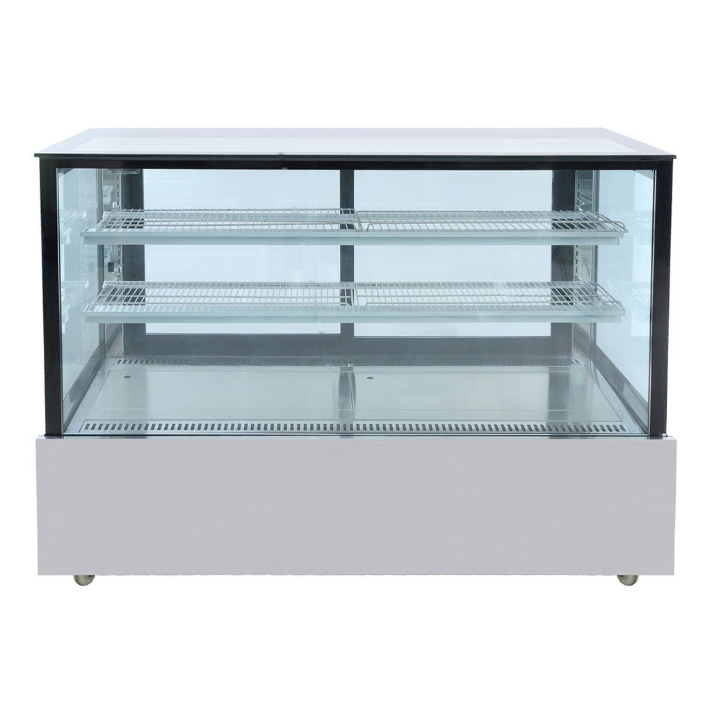 Black Trim Square Glass Cake Display 2 Shelves - Bonvue SSU150-2XB