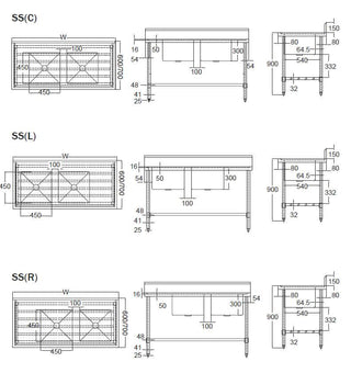 Mixrite Double Right Sink Bench - W2400 X D600 X H900 SS2624R