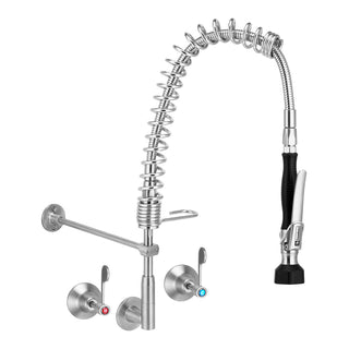 3Monkeez Compact Stainless Steel Wall Stops And Elbow Pre Rinse Unit - T-3M53810-C
