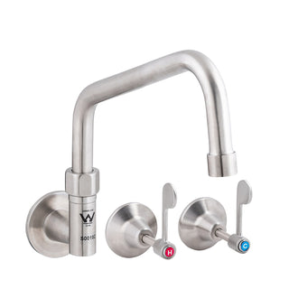 3Monkeez Stainless Steel Wall Stops and Elbow with 8" Spout - T-3MCW08