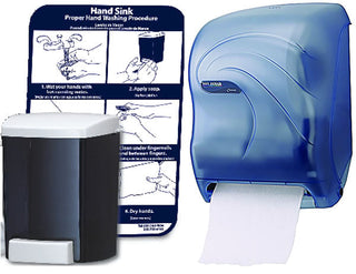 San Jamar Touchless Towel Dispenser with Bulk soap dispenser and Hand washing chart - T1430TBL