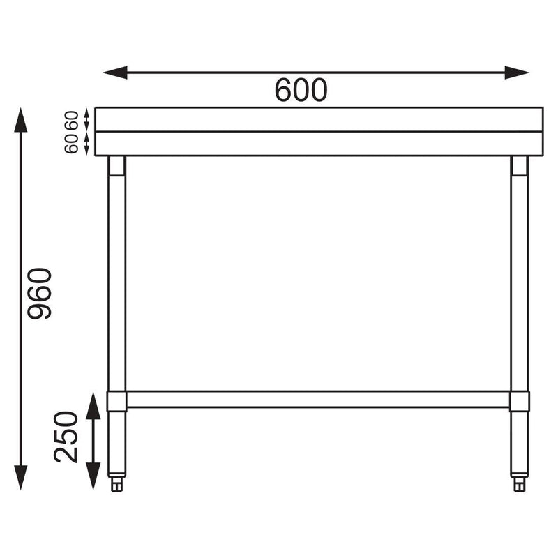 Stainless Steel Prep Table with Splashback- Vogue T379