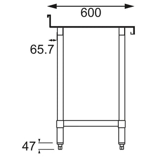 Stainless Steel Prep Table with Splashback- Vogue T379