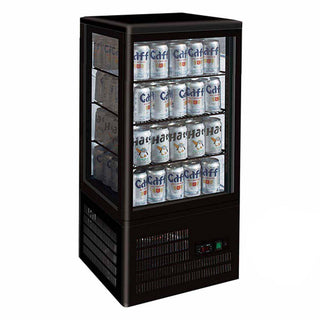 Four-Sided Countertop Beverage Display Fridge Black - Thermaster TCBD78B