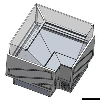 Tecnodom Series MR80 Black Corner Deli Display w/ Storage and Castors TDMR-08E
