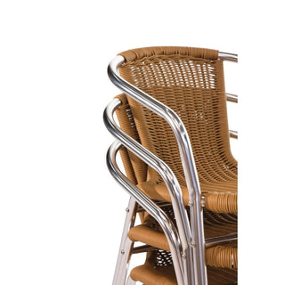 Natural Wicker Chair with Aluminium Frame (Pack 4)- Bolero U422