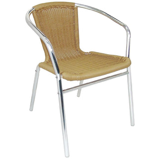 Natural Wicker Chair with Aluminium Frame (Pack 4)- Bolero U422