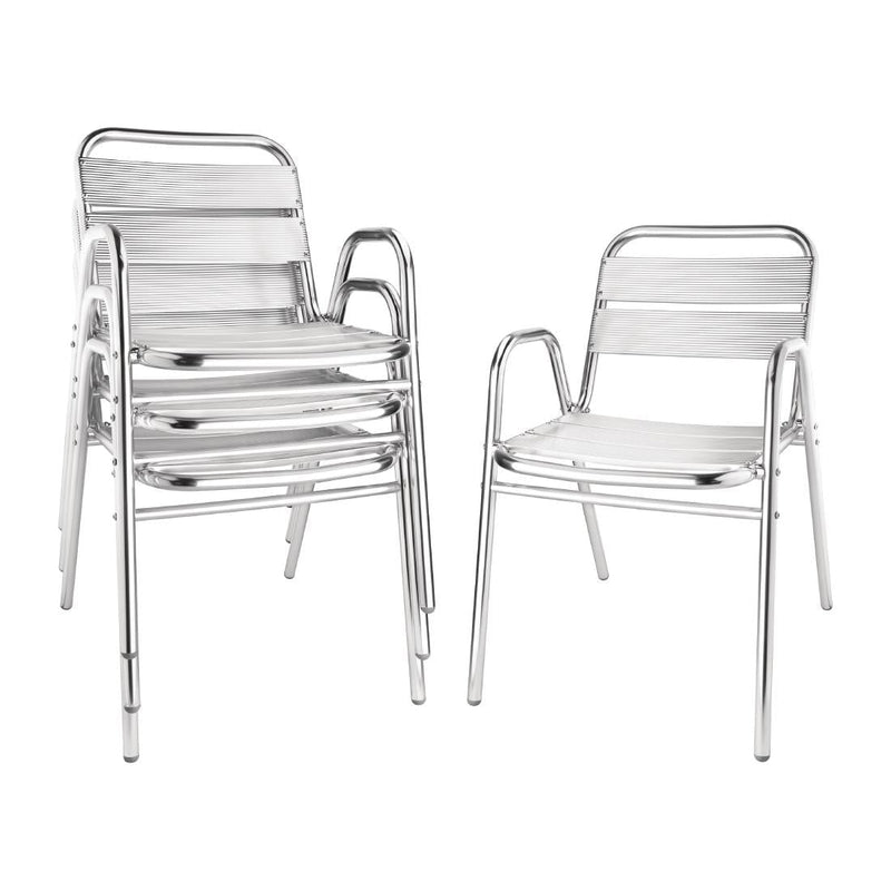 Aluminium Stacking Chairs Arched Arms (Pack of 4)- Bolero U501