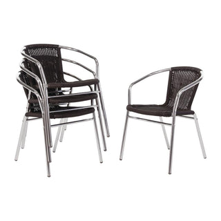 Bolero Black Wicker Chair with Aluminium Frame (Pack 4) - U507