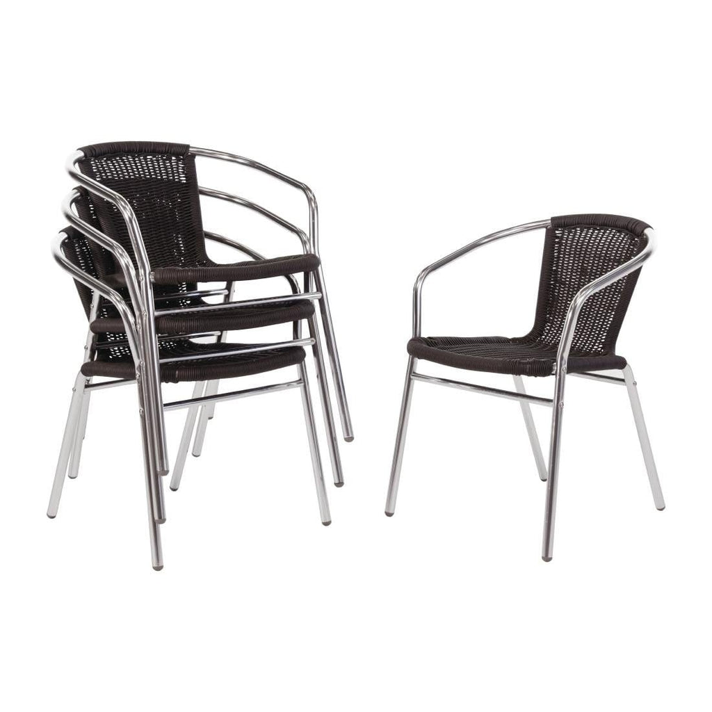 Black Wicker Chair with Aluminium Frame (Pack 4)- Bolero U507