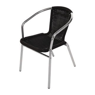 Black Wicker Chair with Aluminium Frame (Pack 4)- Bolero U507