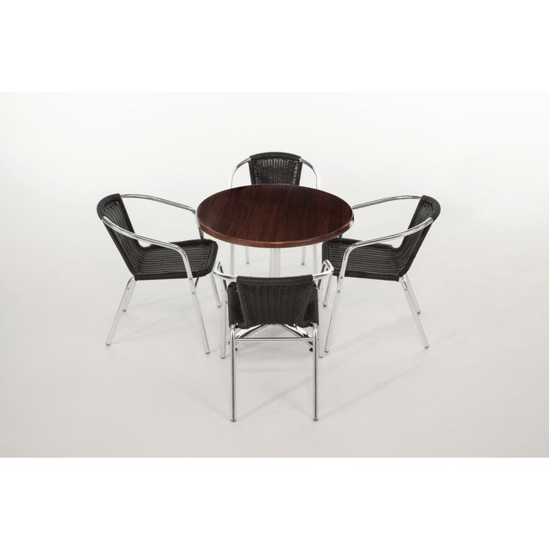 Black Wicker Chair with Aluminium Frame (Pack 4)- Bolero U507