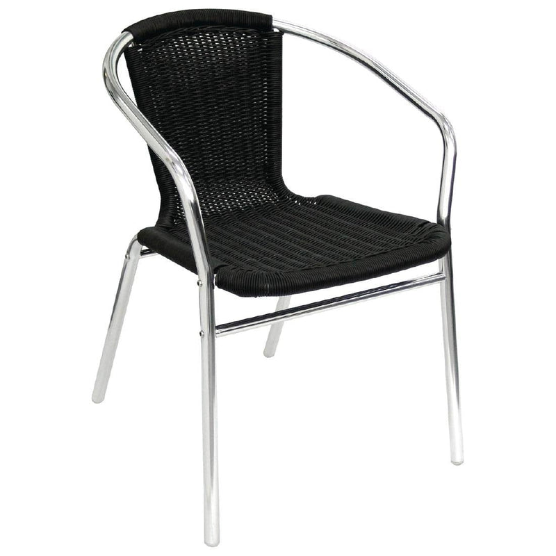 Black Wicker Chair with Aluminium Frame (Pack 4)- Bolero U507