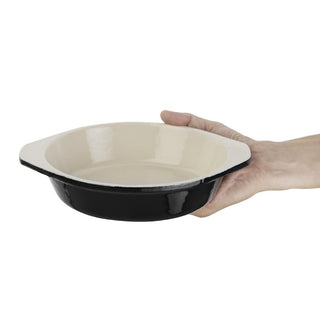 Black Round Cast Iron Gratin Dish 750ml- Vogue U562