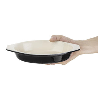 Black Oval Cast Iron Gratin Dish 650ml- Vogue U563