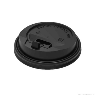 PakMax BLACK 80mm PS Plastic Coffee Cup Enclosure Lid - PSEL-80BK-LID