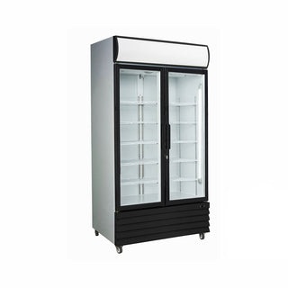 Thermaster Large Two Glass Door Colourbond Upright Drink Fridge Black LG-1000BG