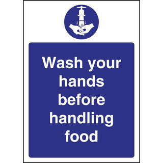 Vogue Wash Hands Before Handling Food Sign - W110