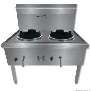 GasMAX Gasmax Stainless Steel Waterless Lpg Double Wok Chimney Burner WW-2LC