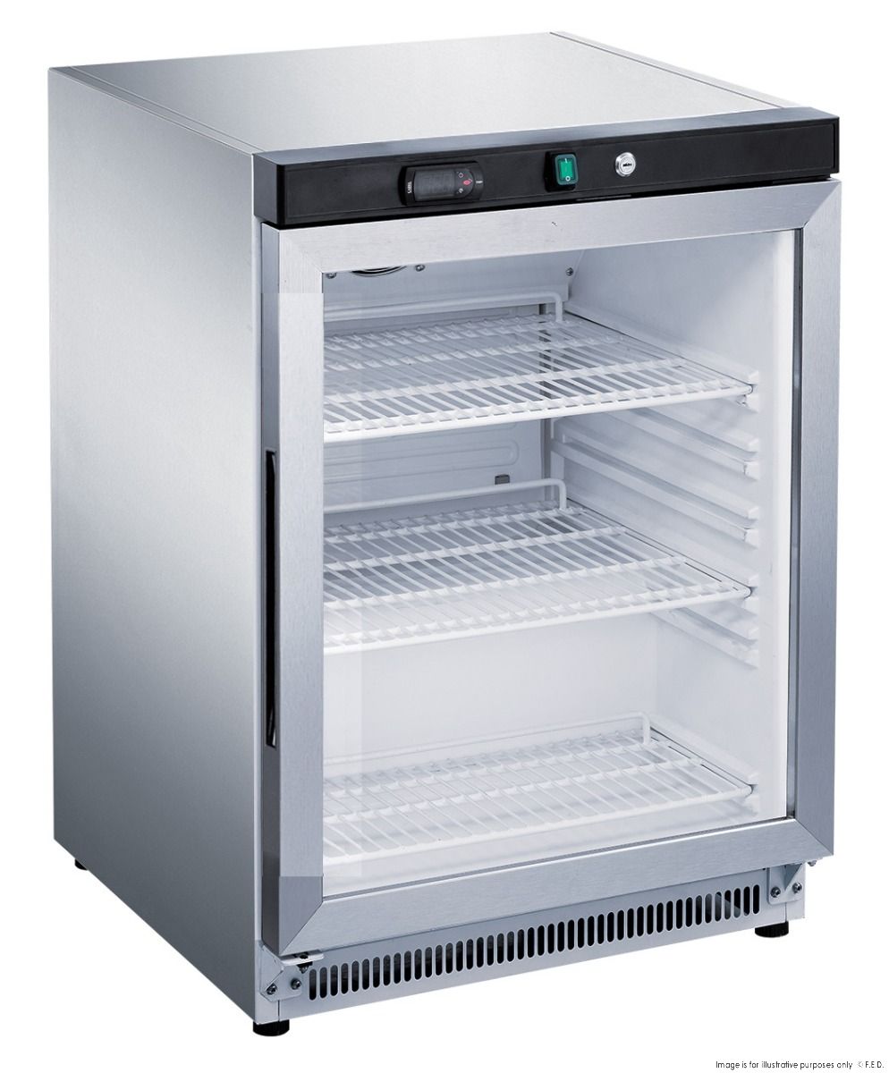 Thermaster Stainless Steel Upright Static Display Fridge XR200SG