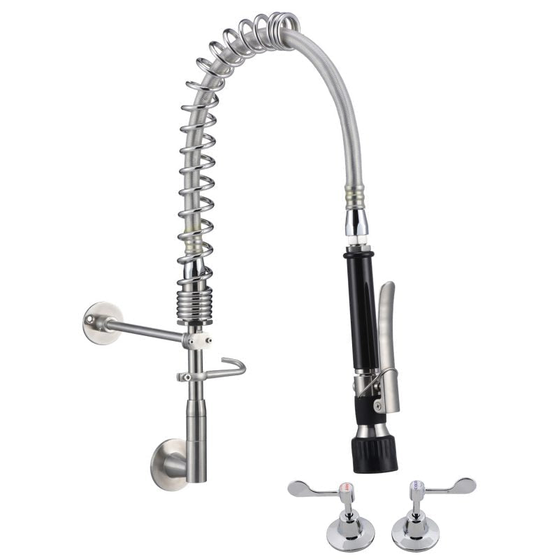 C/P Brass Wall Top Assembly and Stainless Steel Elbow Pre Rinse Unit- 3Monkeez T-3M53810-C