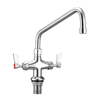 Stainless Steel Dual Hob Mount Tap Body with 12" Standard Swivel Spout Including Aerator- 3Monkeez T-3MDH12