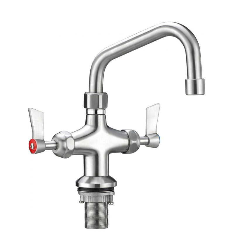 Stainless Steel Dual Hob Mount Tap Body with 6" Standard Swivel Spout Including Aerator- 3Monkeez T-3MDH06