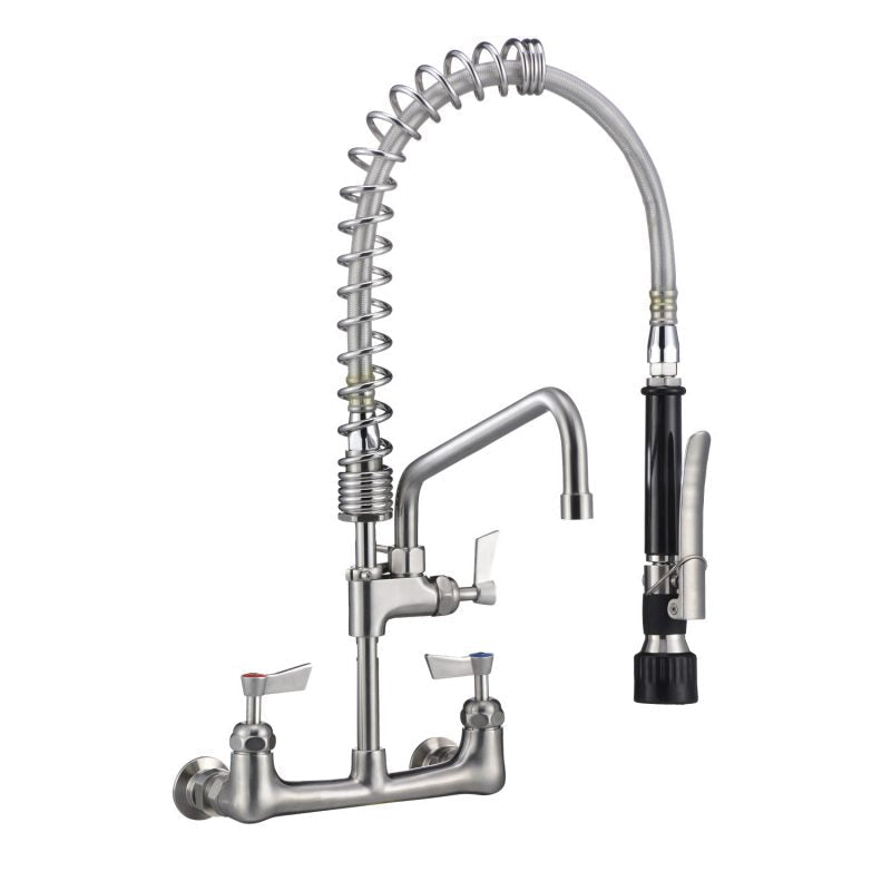Stainless Steel Exposed Breech Wall Mount Pre Rinse Unit With 6" Pot Filler Including Spreaders- 3Monkeez T-3M53449-C