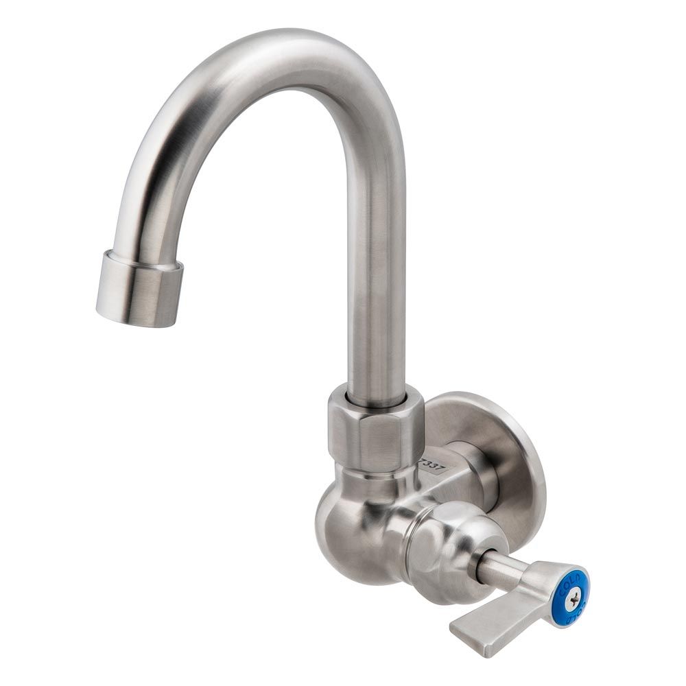 Stainless Steel Single Wall Mount Body with Single Control and 7" Gooseneck Swivel Spout- 3Monkeez T-3MSWG07