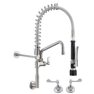 Stainless Steel Wall Stops And Elbow Pre Rinse Unit with 6" Pot Filler- 3Monkeez T-3M53816-C