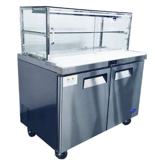 AG 490L 2 Door Sandwich Bar with Glass Canopy 16 x GN1/6 Trays